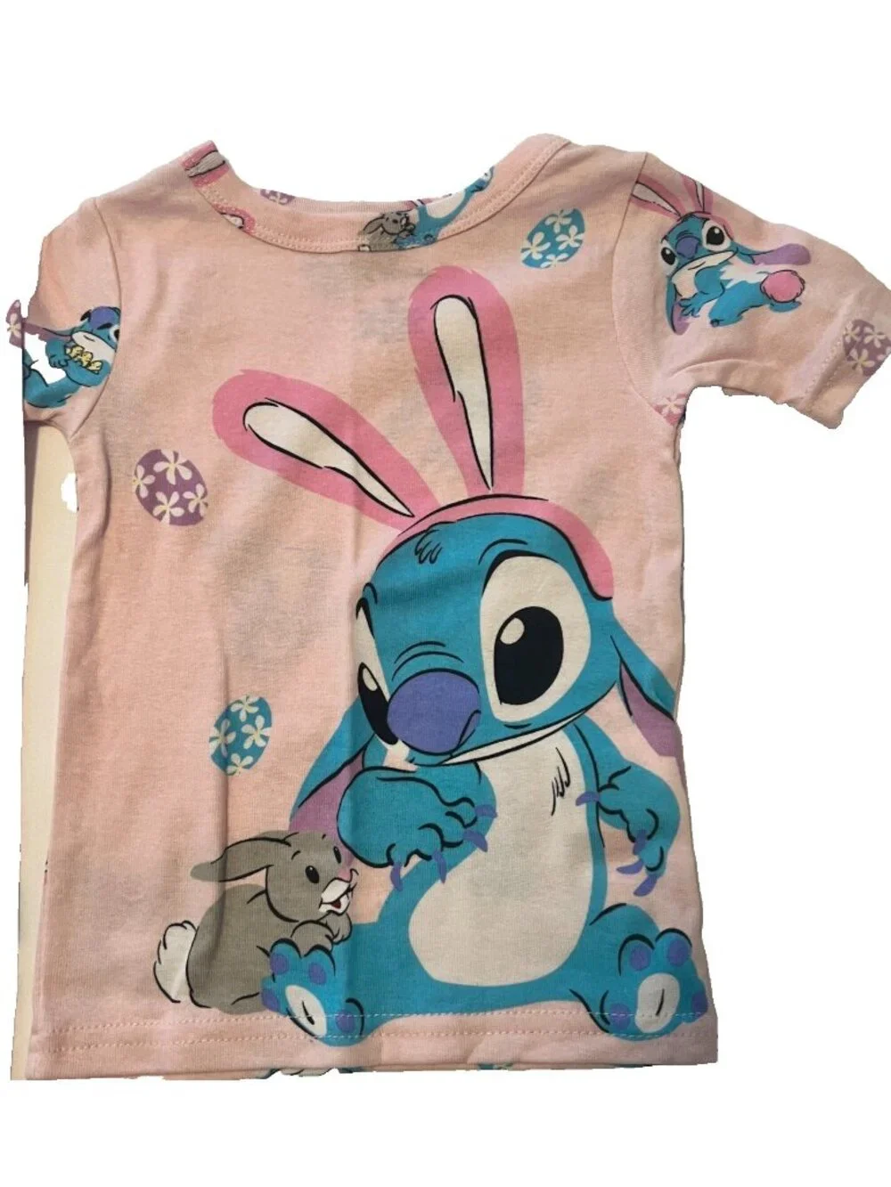 Disney Stitch Pink Easter Bunny Kids Pajamas Sz 3T